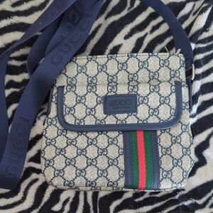 Gucci Patterned Crossbody Bag with Blue and Green Accents